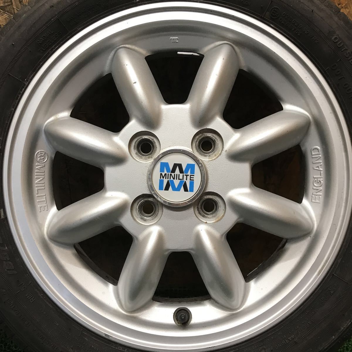 MINILITE 14×4.5J 100/4H 165/55R14 極上バリ山タイヤ付き Z-47