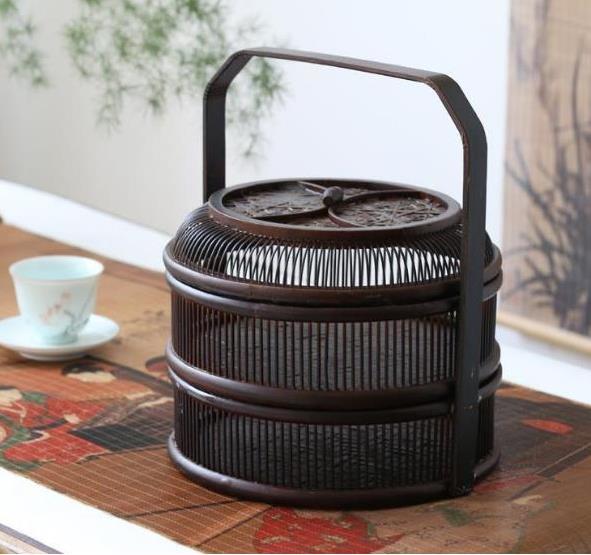 飯盒 收納盒 雜物收納籃 水果籃 提籃籠 茶道具 茶托 茶道セット 竹細工 