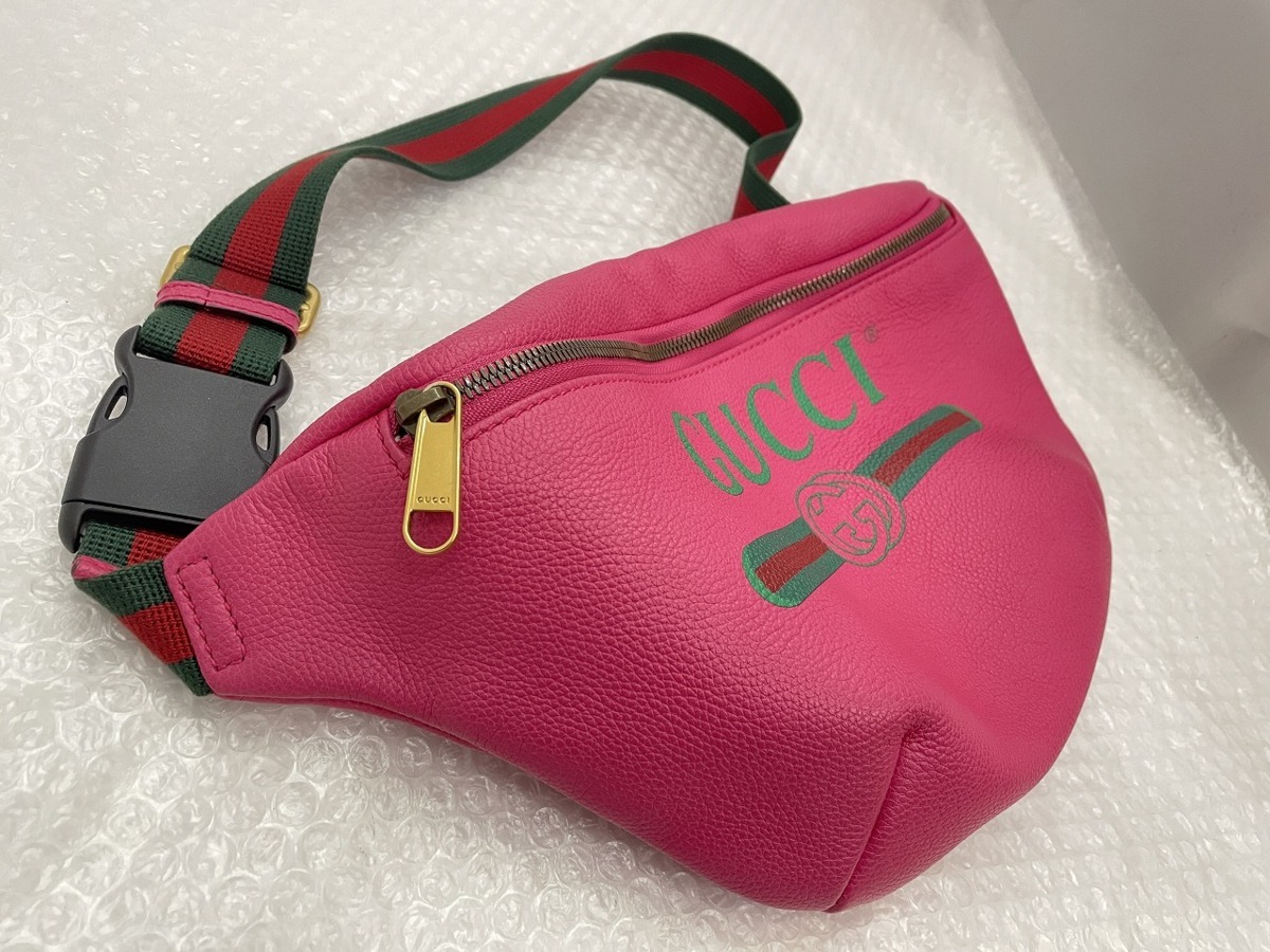 GUCCI レザー ボディバッグ ウエストバッグ ピンク 2026年最新】GUCCI カラー：ピンク系 メンズ ボディバッグ・ウエスト