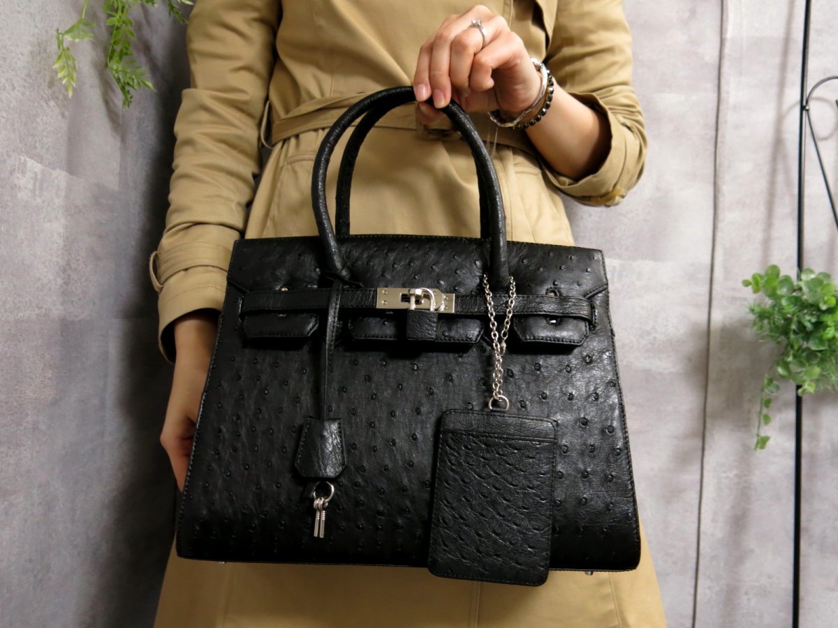 ○未使用 展示品○GENUINE○オーストリッチ 本 だちょう 革○ハンド 