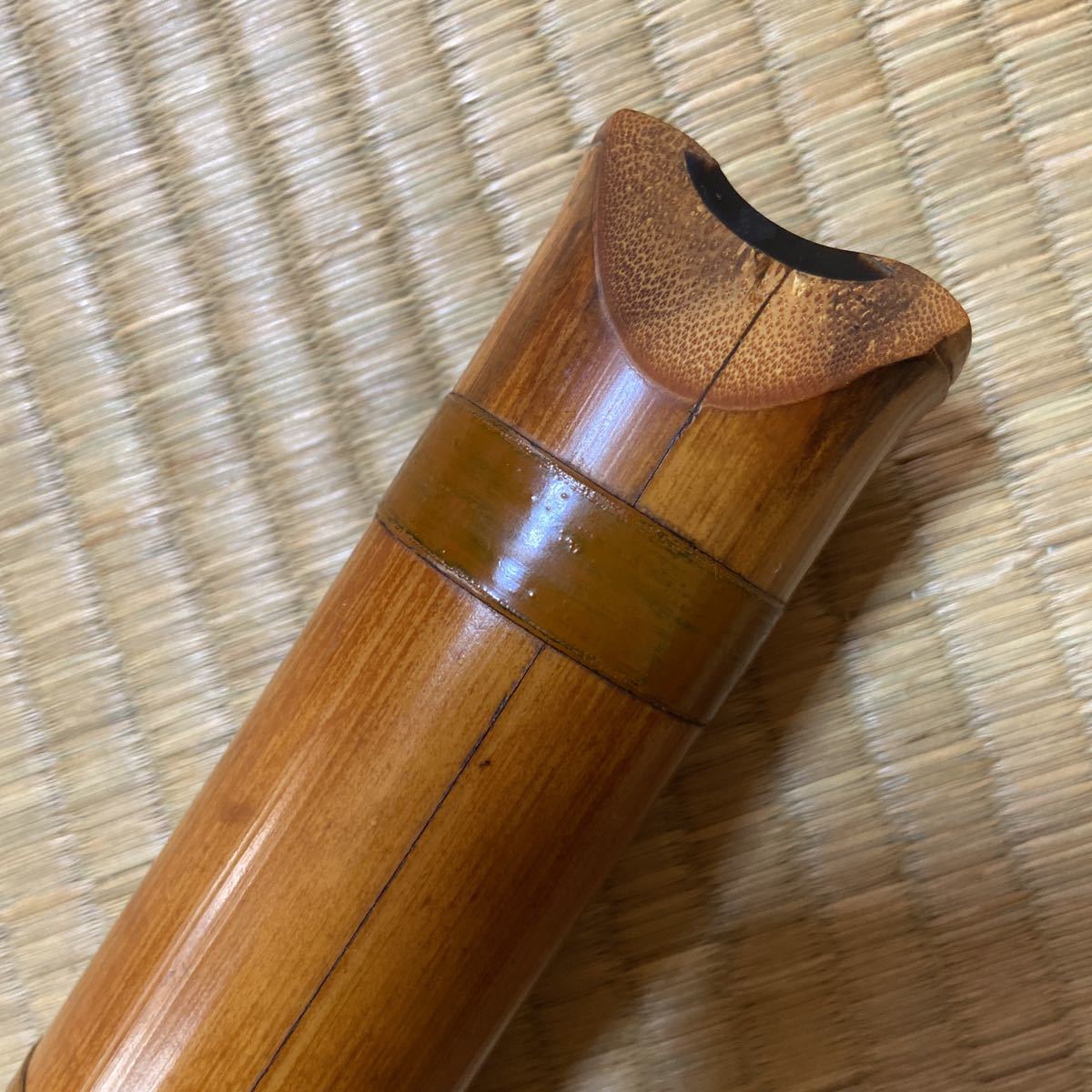 大井如水作☆半地無し一尺八寸管！100年前の名製管師の名管！ 上方の尺