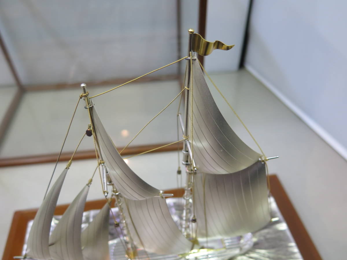 SILVER 950 銀製 帆船 ヨットガラスケース シルバー 置物シルバー銀製