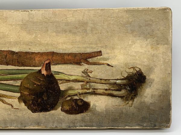 油彩】 真作 佐藤哲三郎 『野菜～静物画』 額無しキャンバス画 裏書有