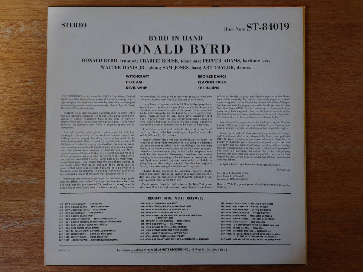 DONALD BYRD/ BYRD IN HAND（Blue Note 日本盤LP キング GXK-8124