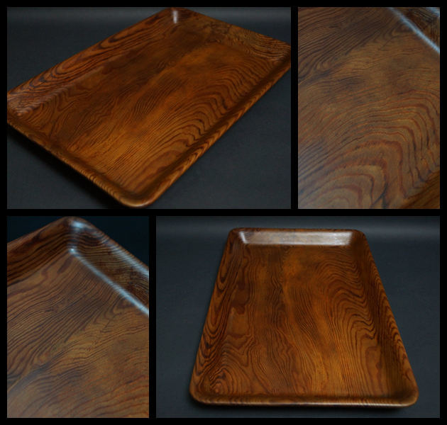 閑】天然肥松製 盆 煎茶盆 刳り貫き盆 長方盆☆美しい