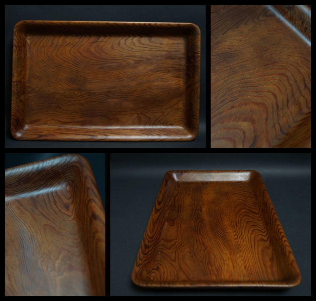 煎茶道具 天然肥松製 刳り貫き煎茶盆 一文字盆 長方盆 美しい木目★長さ36㎝ 煎茶道具 天然肥松製 刳り貫き煎茶盆 一文字盆 長方盆 美しい