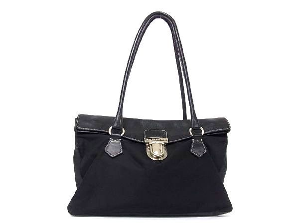 【激安大特価，正規品】 1円 PRADA プラダ テスートナイロン&times;レザー シルバー金具 トートバッグ ショルダー 肩掛け レディース メンズ ブラック系 V5518uN(トートバッグ)｜売買されたオークション情報、yahooの商品 かばん、バッグ