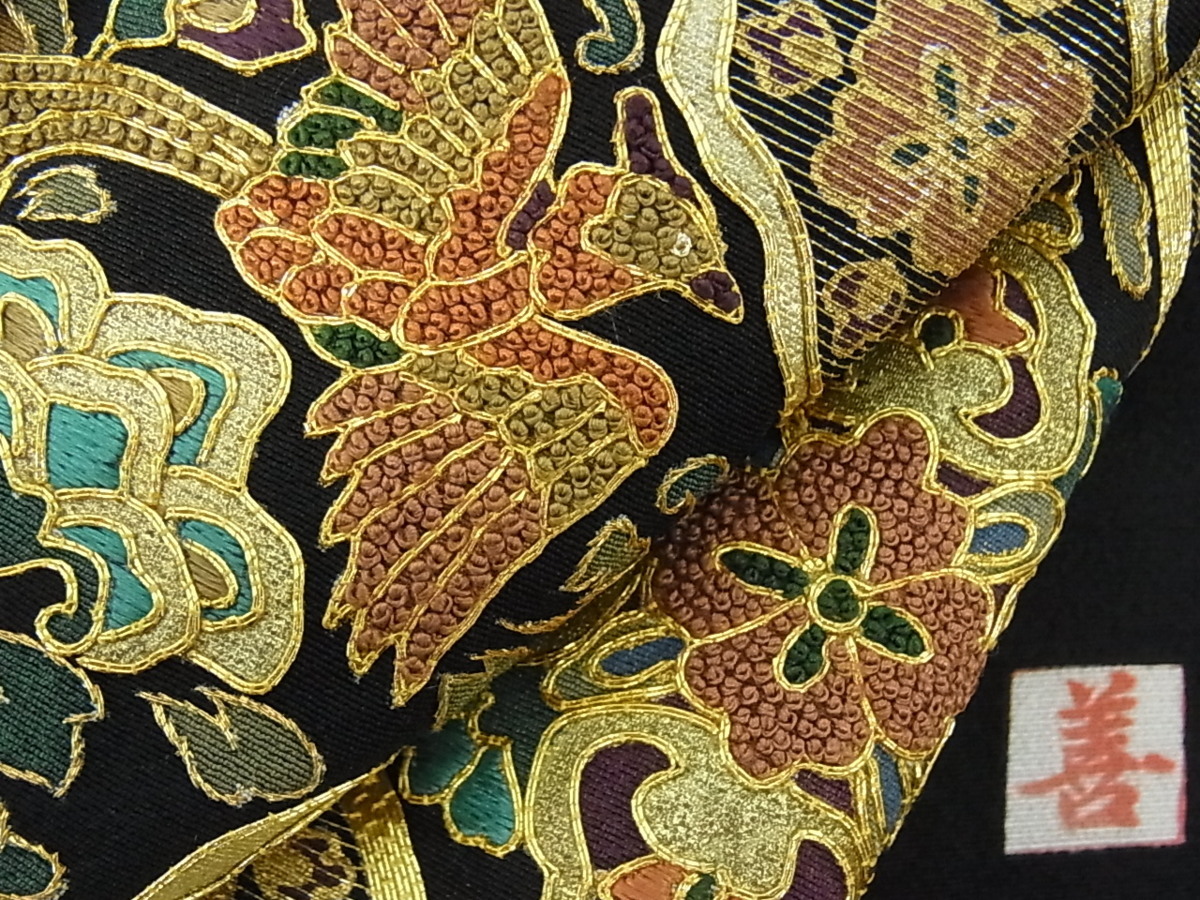 着物屋こころ□豪華黒留袖 作家物 中国三大刺繍 相良刺繍 駒刺繍 鳳凰