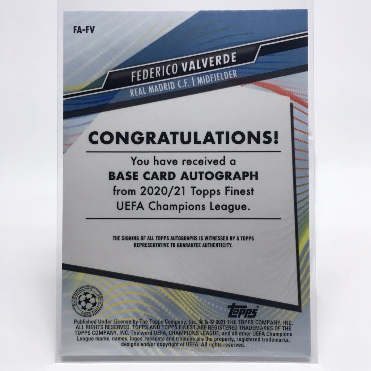 1円スタート☆直筆サイン☆フェデリコ・バルベルデ☆ 2020-21 Topps 