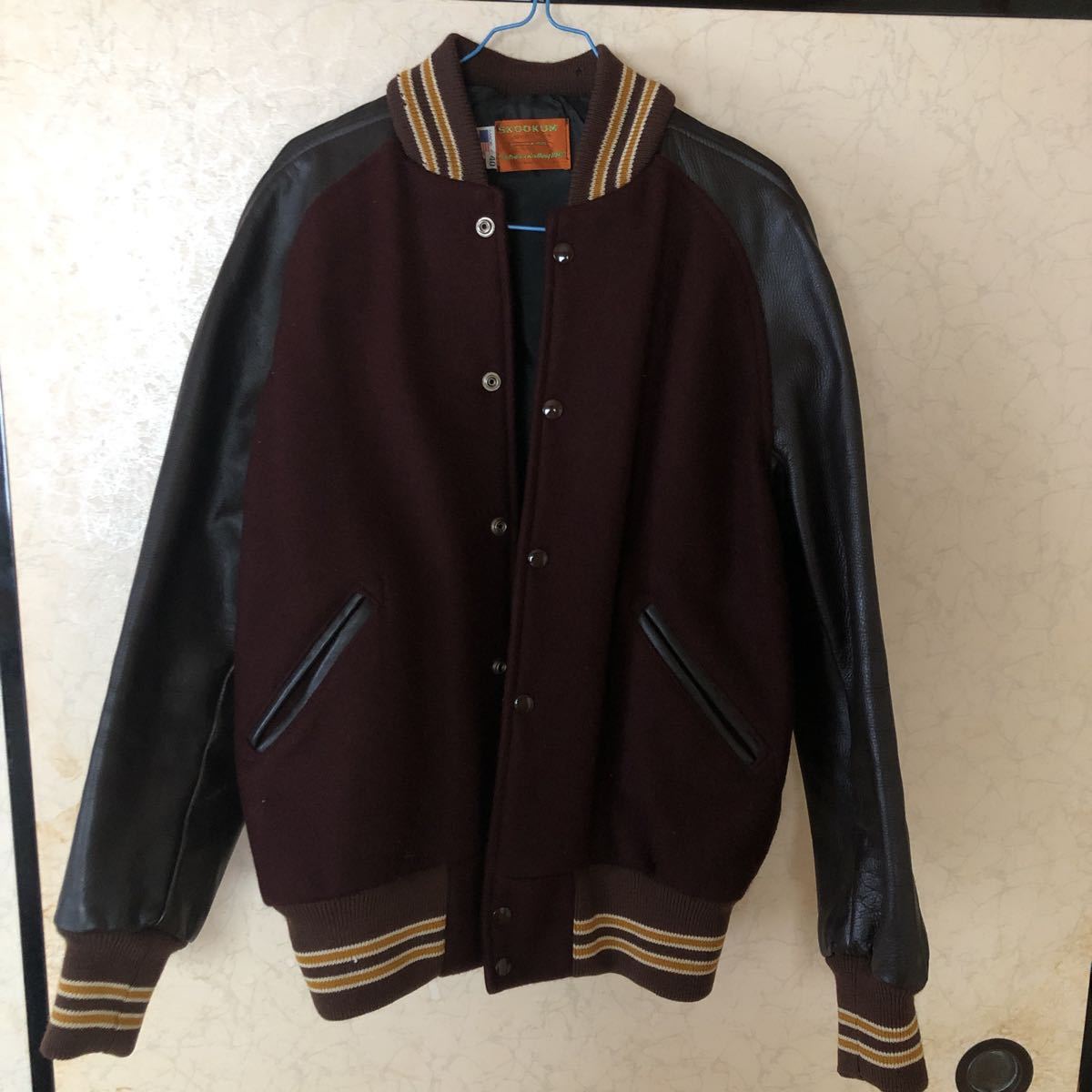 SKOOKUM スタジャン 袖レザー SIZE40 ブラウン SKOOKUM スクーカム スタジャン メンズ ブラウン×クリーム 袖革ノーカラー
