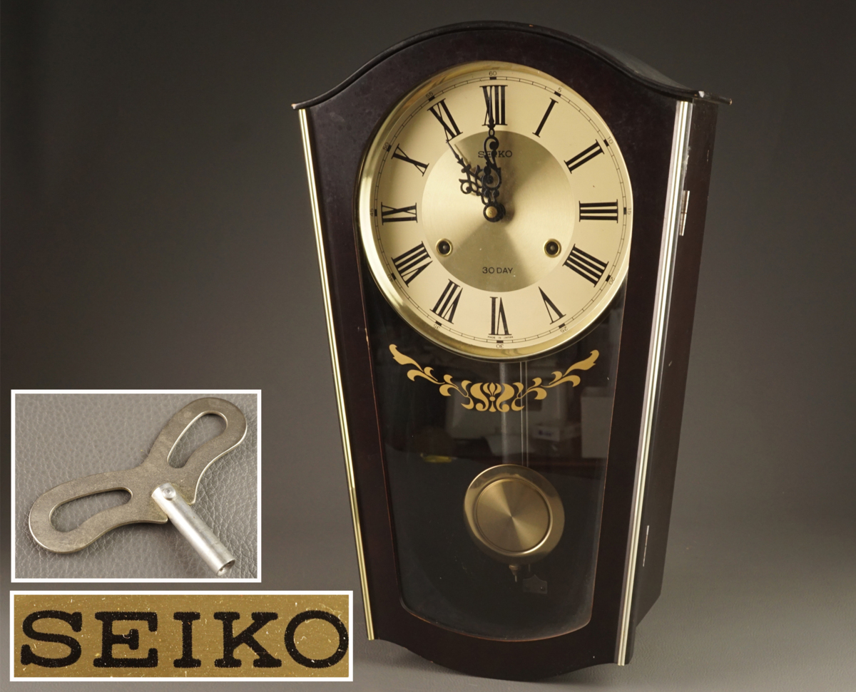 30DAY SEIKO ゼンマイ式 セイコー 昭和レトロ - 振り子時計 柱時計 