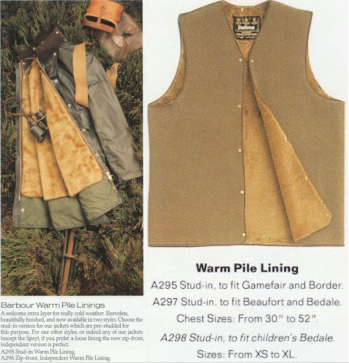 美品 (1982～87年製) Barbour A295 Vintage Warm Pile Lining C38