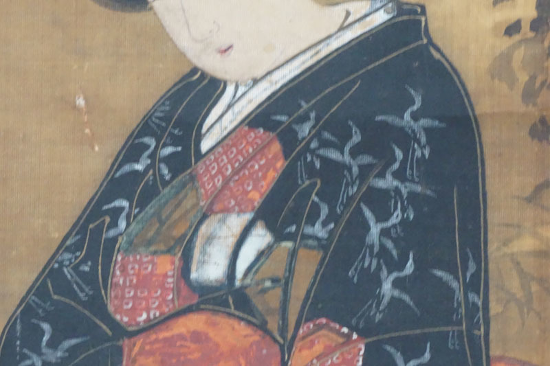 A108◇掛軸 【桂宗信】 美人画 絹本肉筆 師:月岡雪鼎 絹本着色 江戸