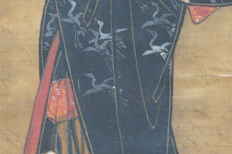 A108◇掛軸 【桂宗信】 美人画 絹本肉筆 師:月岡雪鼎 絹本着色 江戸