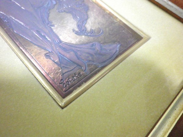 Demain ドマン mucha ミュシャ 麗しい美女の銅版画 銅板レリーフ 額装2 