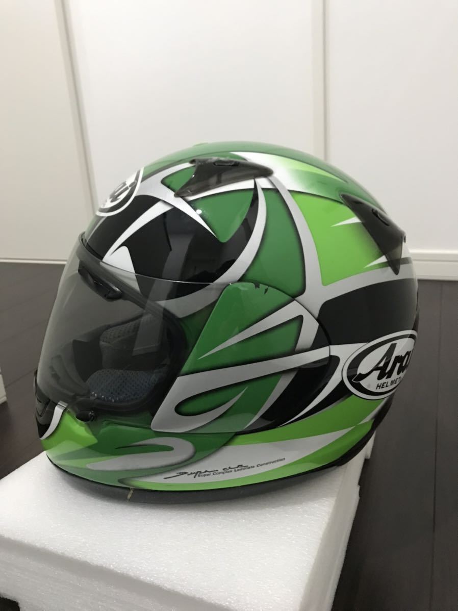 送料無料】経年品 Sサイズ arai フルフェイスヘルメット グリーン 