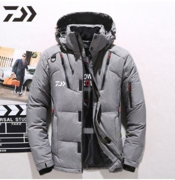  衝撃価格 アヒルダウンダイワ釣りジャケット暖かいフード付きの厚手フグジャケットコート男性高品質熱冬釣り服 グレー H-W2(ジャケット)｜売買されたオークション情報、yahooの商品情報を ジャケット