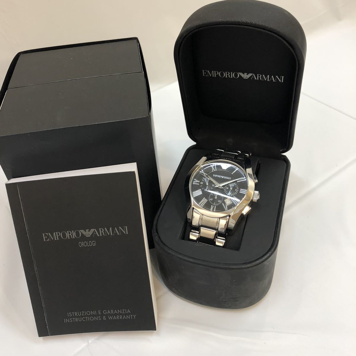 EMPORIO ARMANI AR0673 クロノグラフ 電池切れ 箱付 腕時計 電池交換