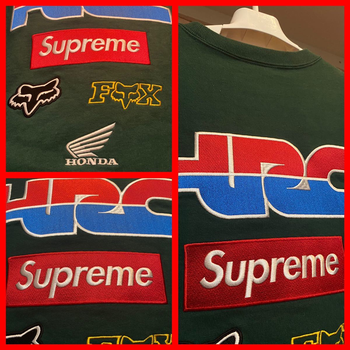 ☆超激レア☆Supreme HONDA Fox Racing HRC Box Logo Crewneck Dark 