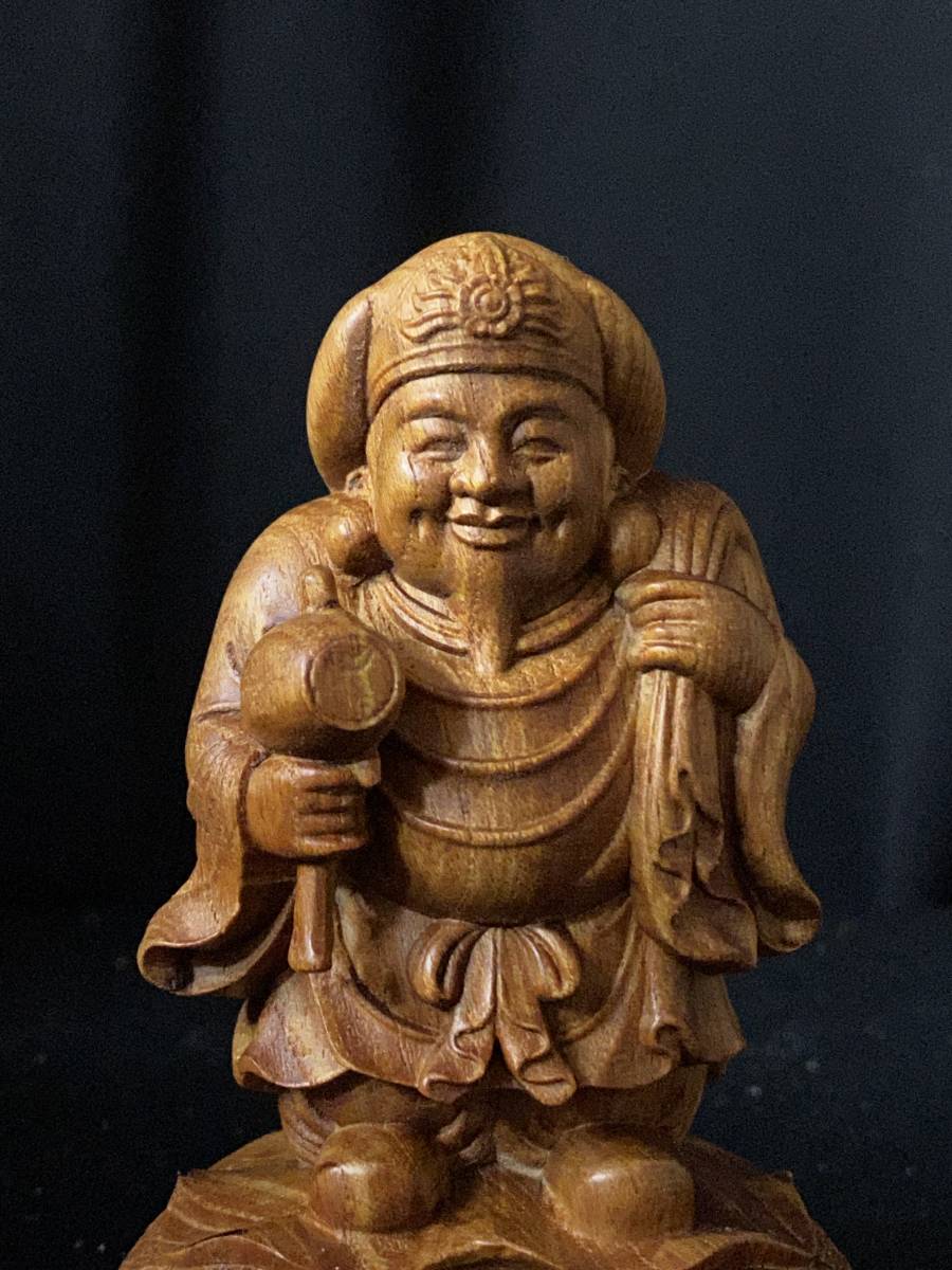 井波彫刻　総檜材　仏教工芸品　木彫仏像　仏師手仕上げ品 地獄の主　閻魔大王座像 一刀彫り 井波彫刻 仏教工芸品 仏師手仕上げ品 福神 大黒天立像
