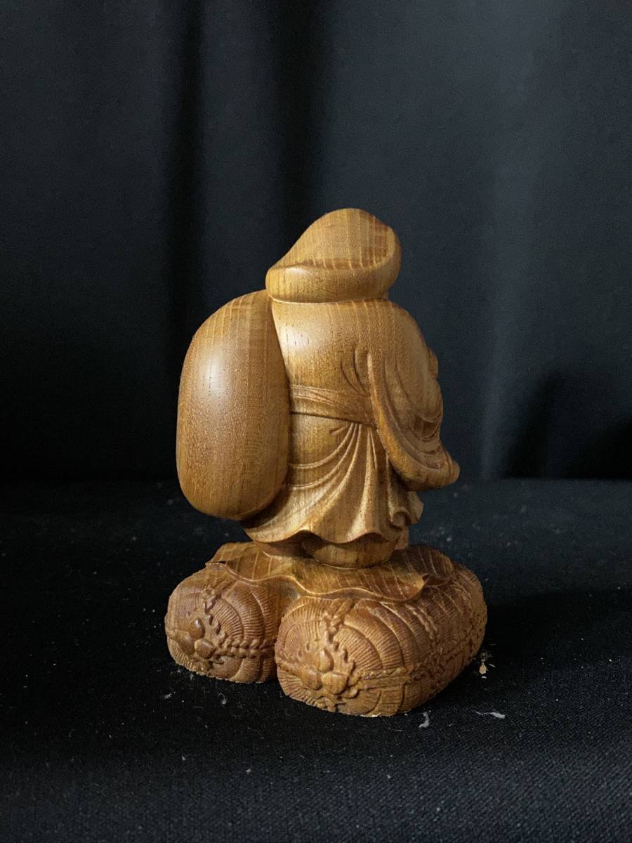 一刀彫り 井波彫刻 仏教工芸品 仏師手仕上げ品 福神 大黒天立像