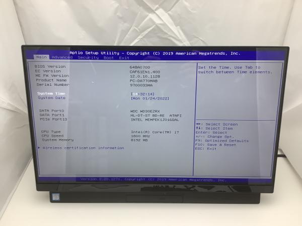 ジャンク!NEC PC-DA770MAB○Core i7 8565U 1.8G 8G 3T i7 8565U 1.8G