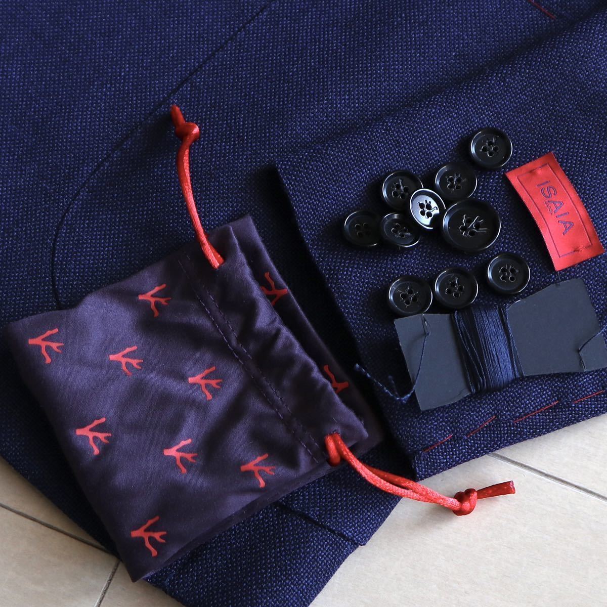 新品 ISAIA テーラードジャケット 44 ネイビー SAILOR ウールシルク  