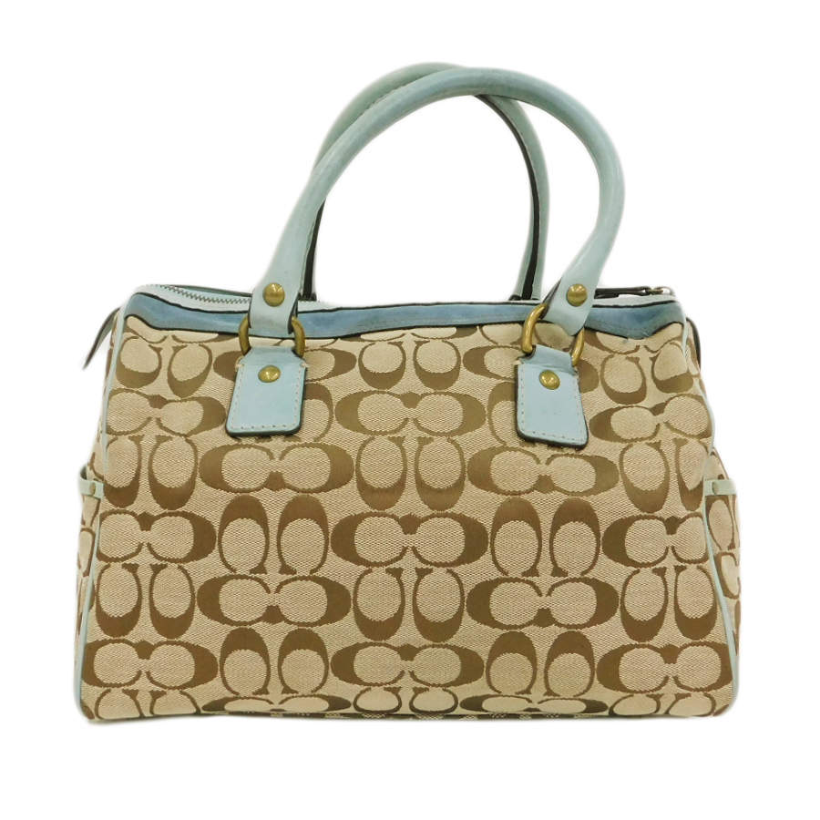 1円 □ 美品 コーチ ハンドバッグ 7064 キャンバスxレザーxスエード  