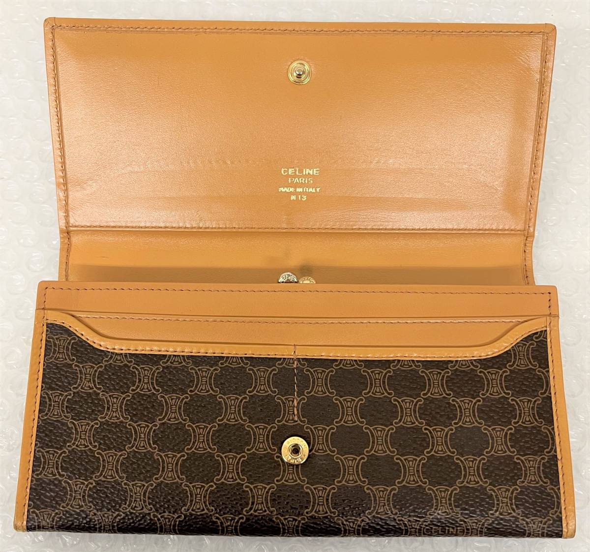 CELINE セリーヌ ＊マカダム レザー 切替 ＊ロング ウォレット 長財布 