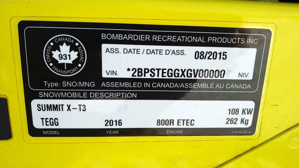 Ski-Doo SUMMIT X-T3 174 2016 800R ETEC セル付き 北海道(スノー 