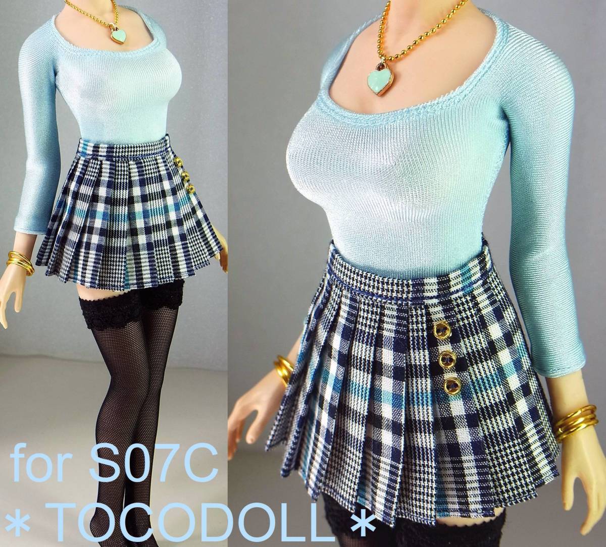 正規品，限定セール toco TBLeague S07 タイトトップス&ボタンアクセントプリーツスカート チェック 水色 1/6(クールガール)｜売買されたオークション情報、yahooの商品情報をアーカイブ公開 - オークファン クールガール