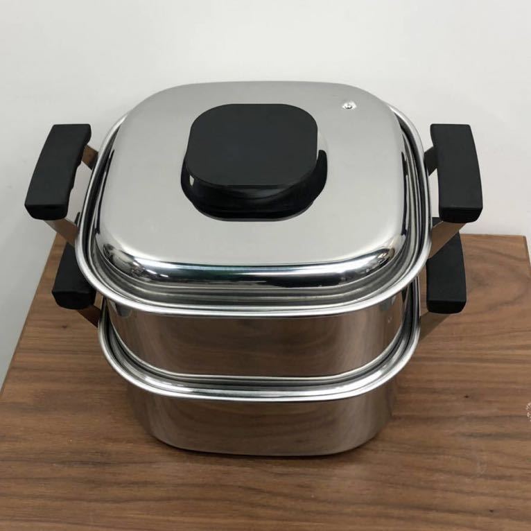 角型蒸し器 2段 IH対応 22cm 神子島製作所 桃印 PEACHBRAND 18-0 日本
