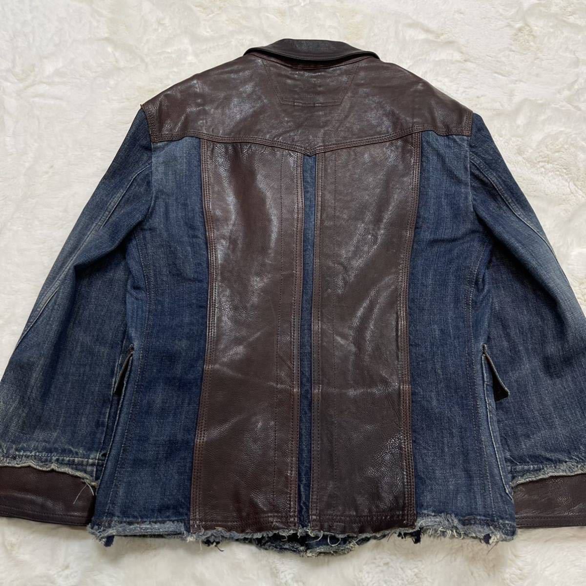 希少XLサイズ！ドルチェ&ガッバーナ D&G デニムジャケット レザー 