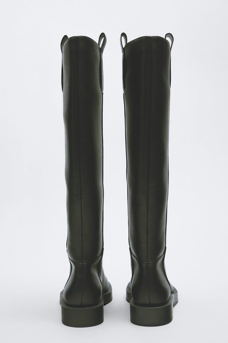 新品 ZARA ザラ 36 乗馬用風デザインブーツ ロングブーツ ブラック