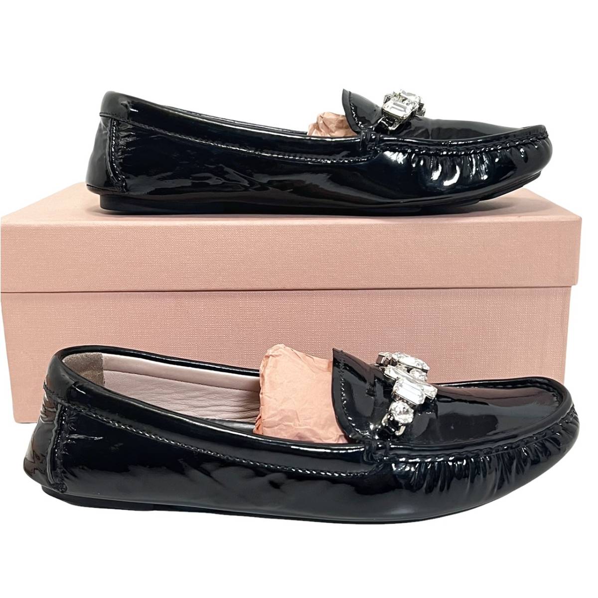 ☆ビジュー☆MIU MIU ミュウミュウ 37サイズ 約24cm 宝石 フラット 