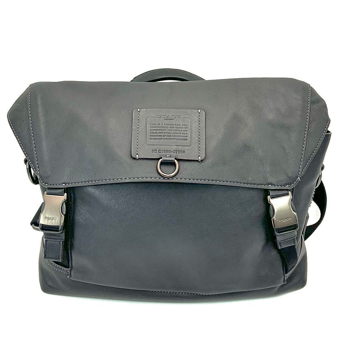 1円 COACH コーチ 37954 リビングトン バイク レザー ショルダーバッグ 
