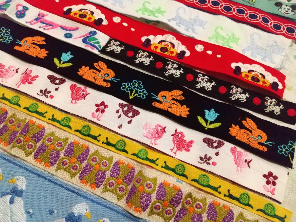 海外ビンテージチロルテープ ヴィンテージチロリアンテープ 可愛いチロルリボンレア柄 鳥 フクロウ わんこ ミッキーマウス 猫 ネコ 子ども 手芸用リボン テープ 売買されたオークション情報 Yahooの商品情報をアーカイブ公開 オークファン Aucfan Com