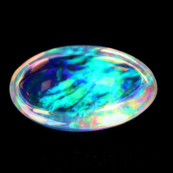 遊色最高！逸品クリスタル系天然オパール ルース 5.84cts（透明感ある 