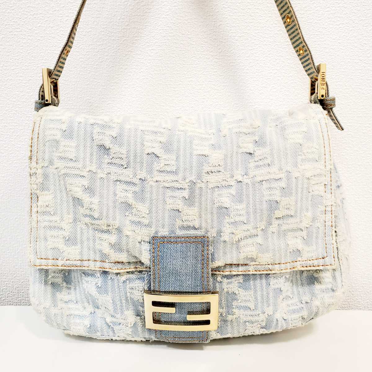 □FENDI フェンディ マンマバケット デニム□縦約8cm/横約9cm/マチ約 