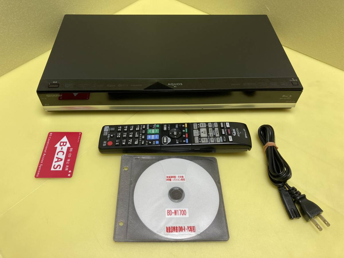 1TB シャープ AQUOS BDレコーダー☆BD-W1700☆リモコン付 7 1TB