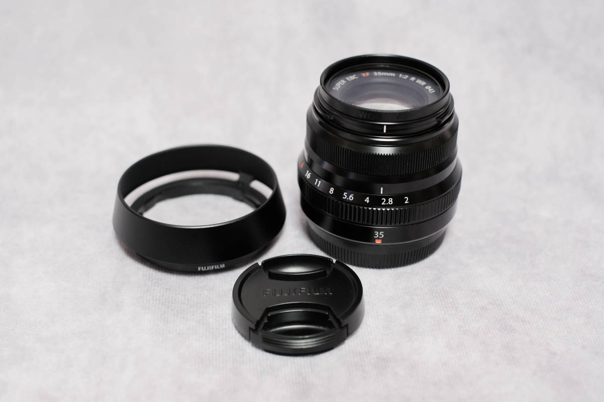 R フジノンレンズ XF35mmF2 WR+純正オプションフード+プロテクター