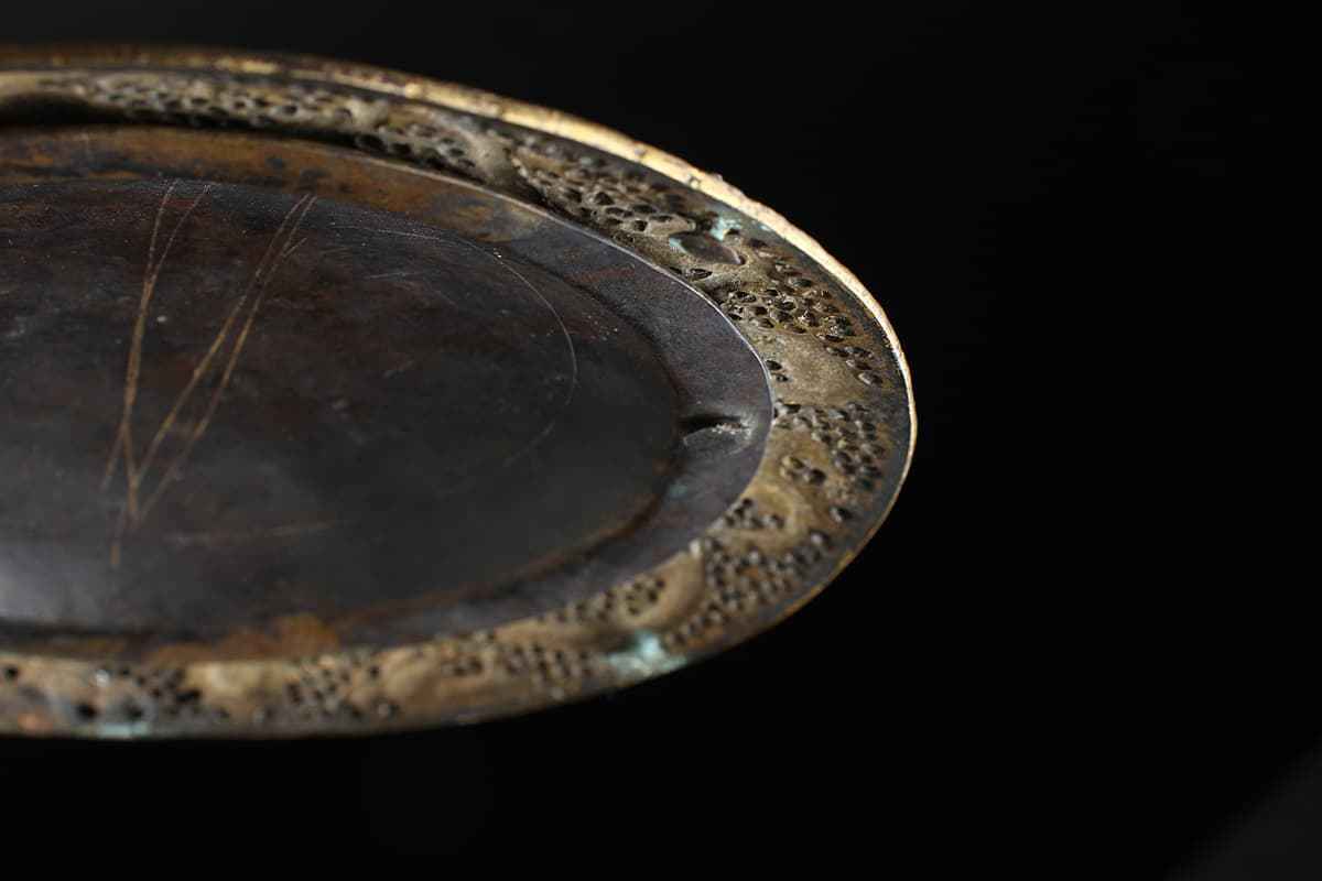 HT845 時代物 銅製 細密彫刻 鏤空双龍珠戯圖挂件 外径13cm 重116g・銅