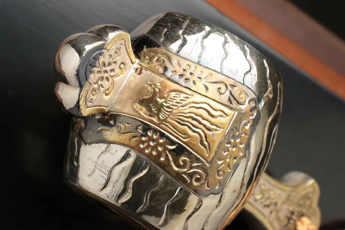 UR526 時代物 銀製 彫金「打出の小槌」全幅21.4cm/小槌 幅9.9cm 重66g