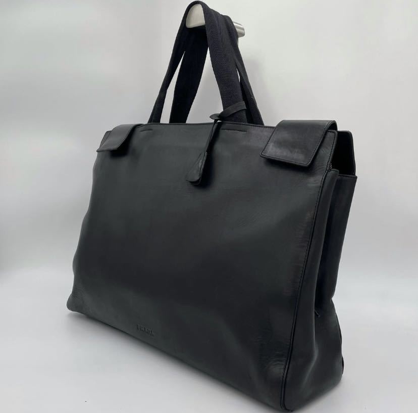 プラダ PRADA 美品 - レザー ロゴ ブリーフケース ビジネスバッグ 金具 