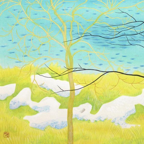 T610 小野竹喬/額装木版画/『川の辺』/46607 【公式通販】