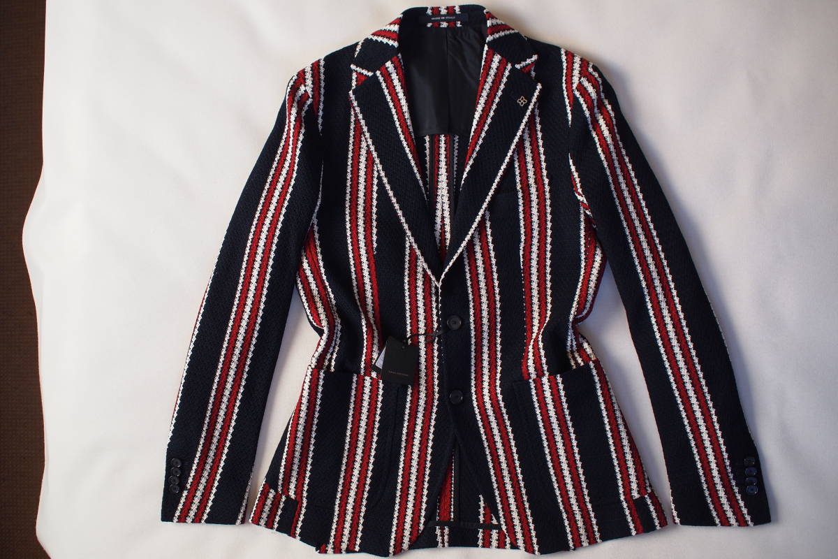 新品タグ付 TAGLIATORE 春夏 清潔感抜群 コットン ジャカード ダーク 