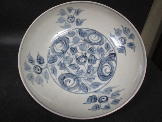 工芸品 青花 花鳥図大皿 ＊呉須手 ＊呉須染付 ＊明時代