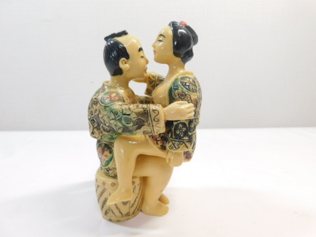 春画 男女まぐわい人形 彩色陶器 時代物 希少 珍品 美人 交わり 風俗