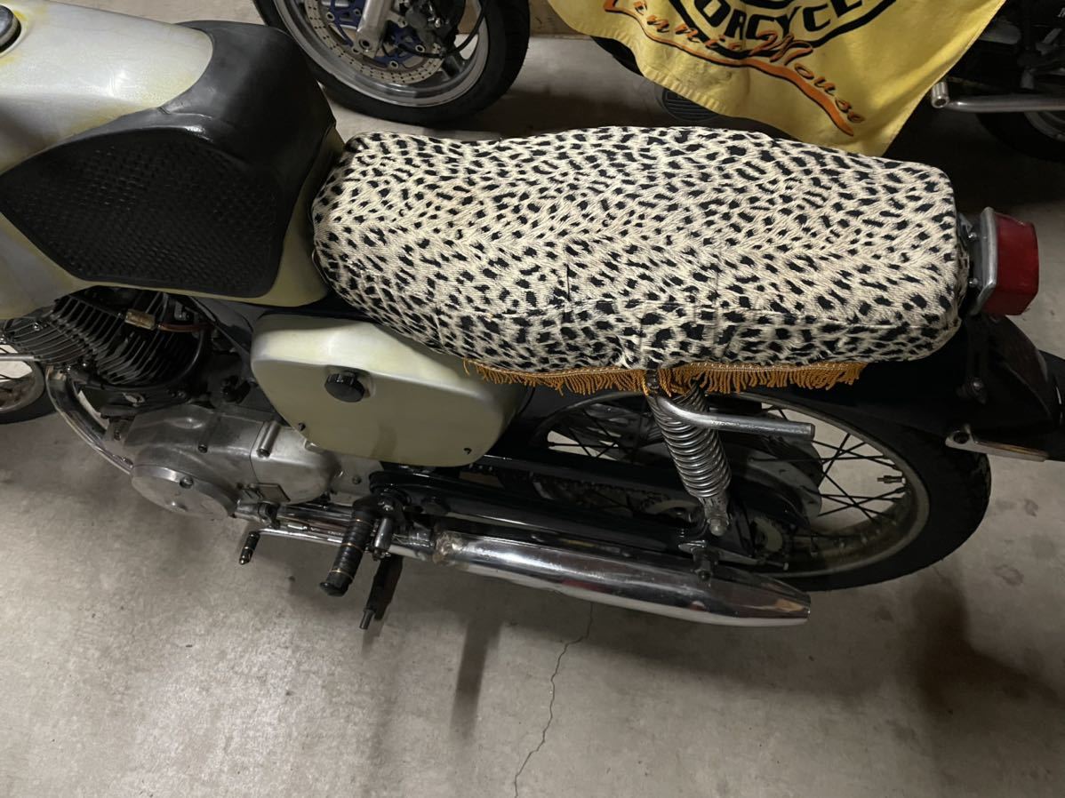 当時物 豹柄シートカバー ヒョウ柄 cb92 cb72 cb93 c92 c110 YDS 神社
