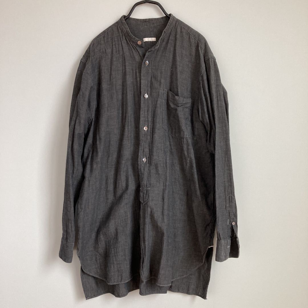 comoli バンドカラー ロングシャツ ベタシャン 黒 1 コモリ ブラック 